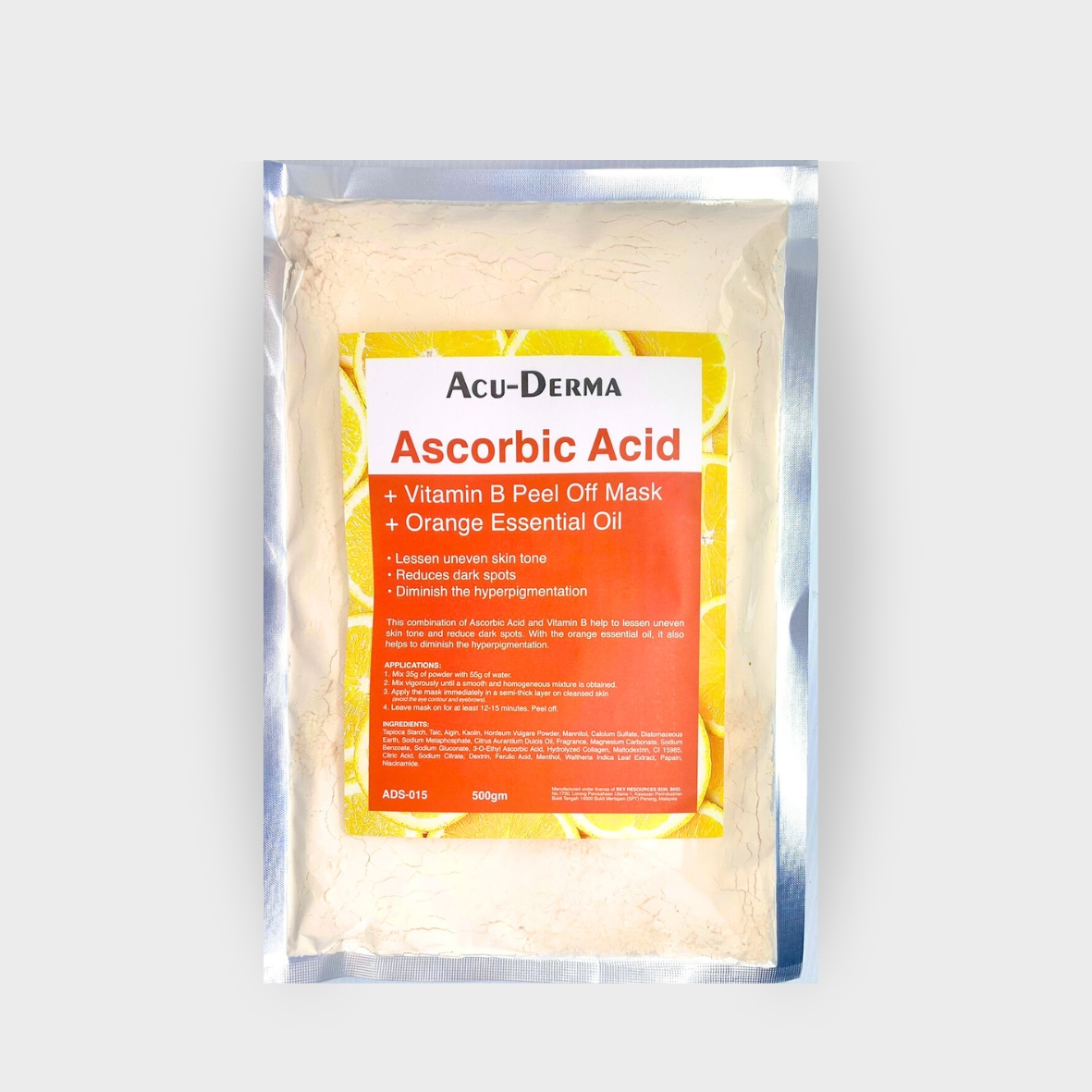 Acu-Derma Ascorbic Acid Vitamin B Treatment Peel Off Mask + Orange Essensial Oil 500 Gr