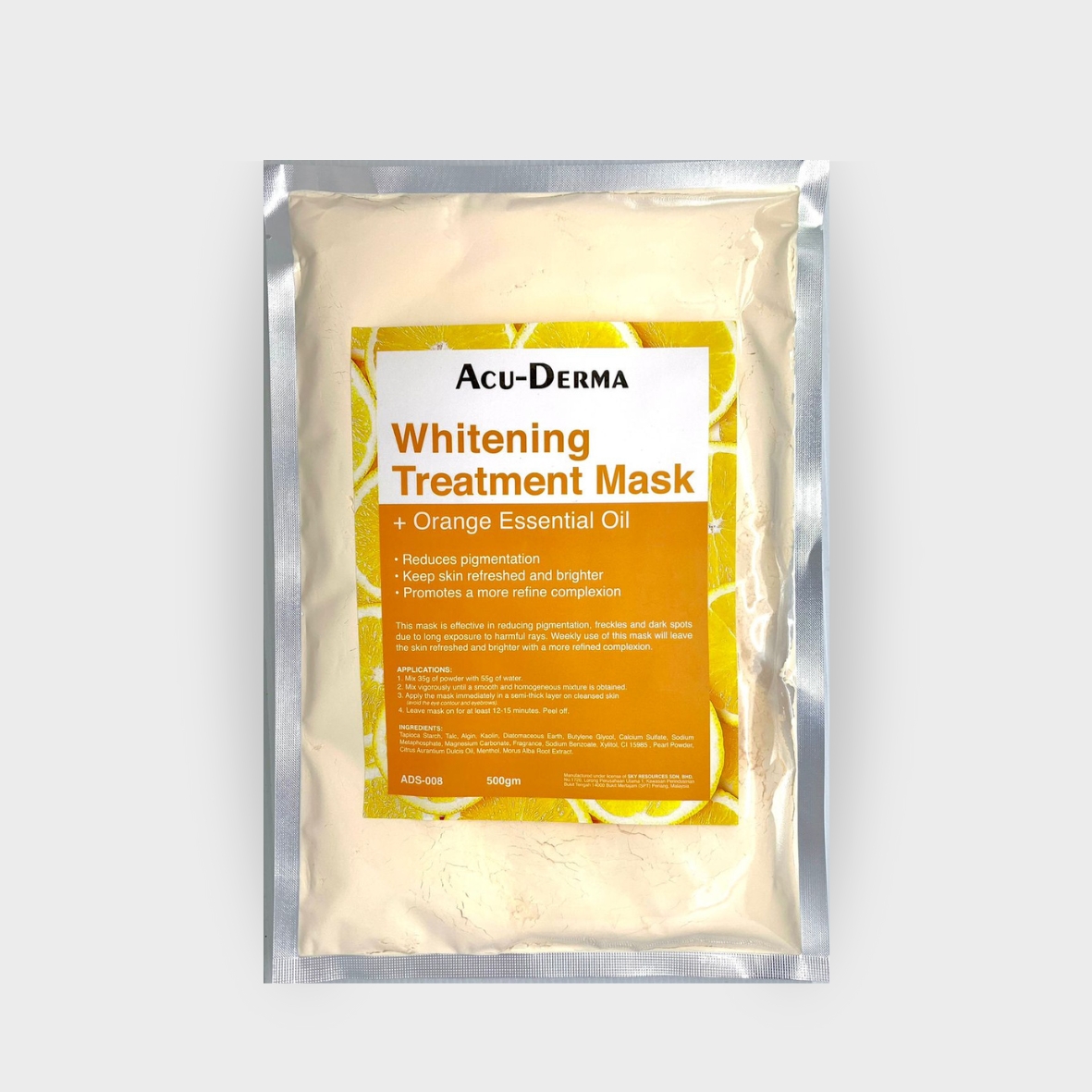 Acu-Derma Whitening Treatment Peel Off Mask + Orange Essensial Oil 500 Gr